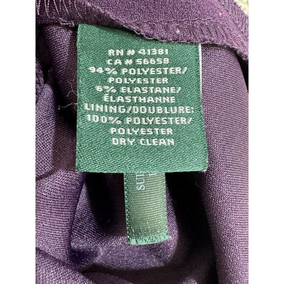 LAUREN RALPH LAUREN Women’s Purple Violet Waist Detail Dress Size 4 Elegant Fit - Picture 9 of 10